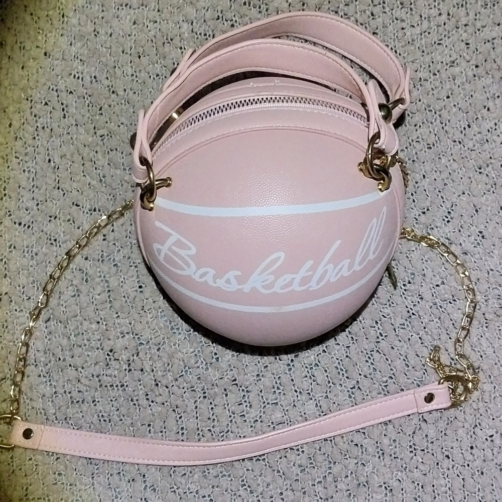 Pink Basketball Shaped Purse w/ Removable Chain Strap